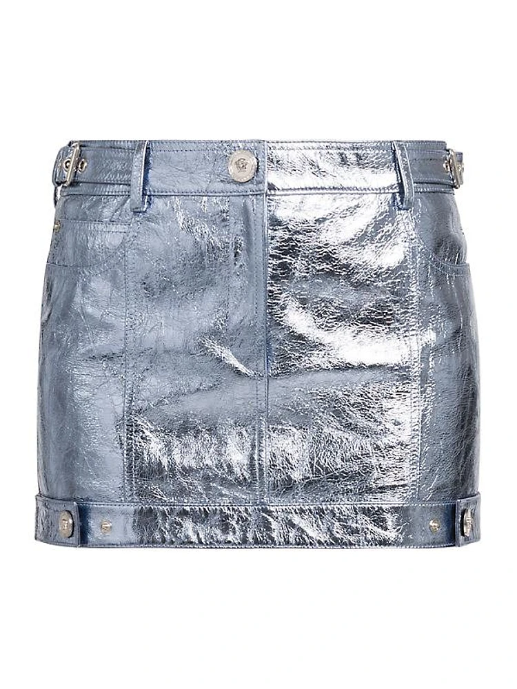 Laminated Leather Micro Miniskirt