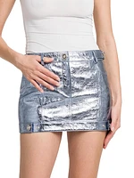 Laminated Leather Micro Miniskirt