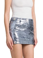 Laminated Leather Micro Miniskirt