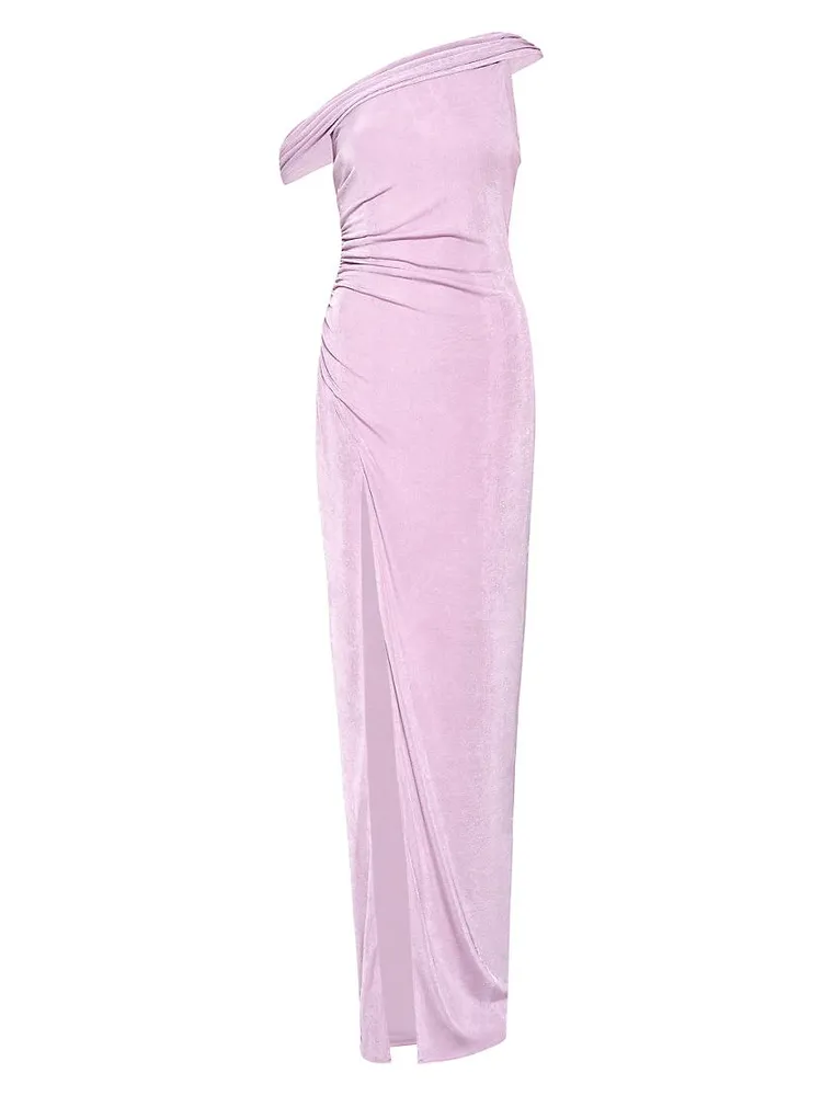 Rhea Asymmetric Shirred Jersey Gown