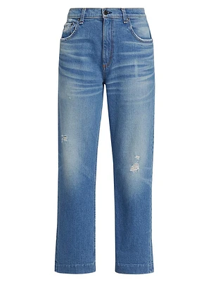 Beau High-Rise Distressed Straight-Leg Jeans