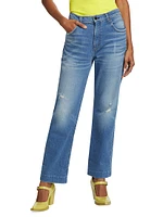 Beau High-Rise Distressed Straight-Leg Jeans