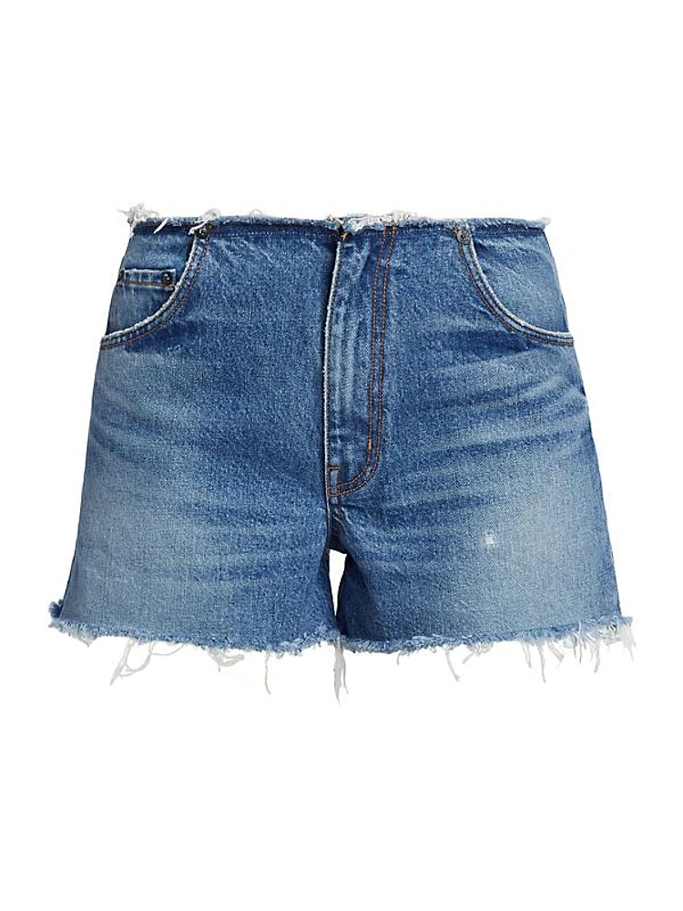 Distressed Waistband Denim Shorts