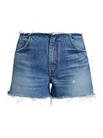 Distressed Waistband Denim Shorts