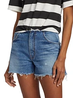 Distressed Waistband Denim Shorts