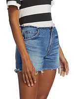 Distressed Waistband Denim Shorts