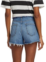 Distressed Waistband Denim Shorts