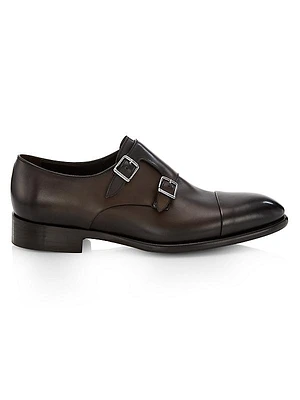 Leather Double Monk Strap Shoes