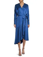 Grace Silk Wrap Midi-Dress