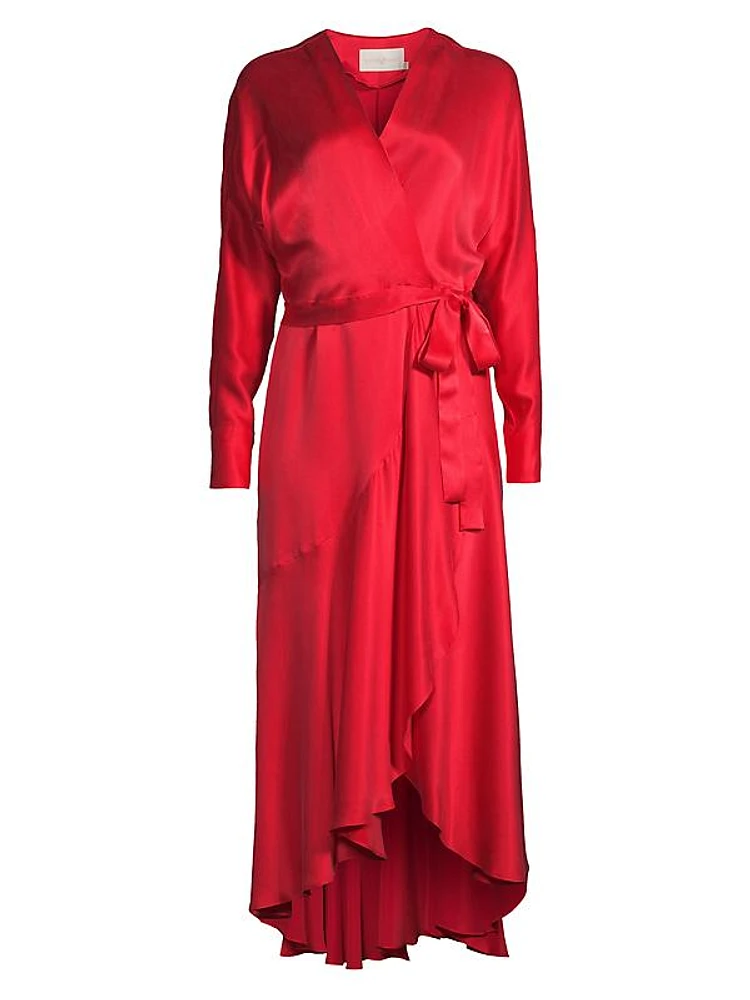 Grace Silk Wrap Midi-Dress