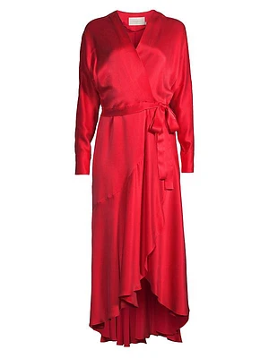 Grace Silk Wrap Midi-Dress