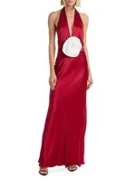 Grayson Rosette Halter Gown