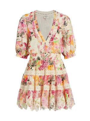 Floral-Embroidered Minidress