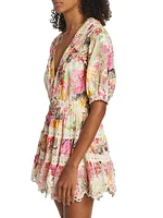 Floral-Embroidered Minidress