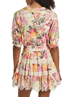 Floral-Embroidered Minidress