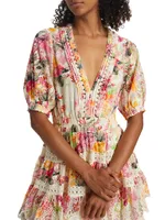 Floral-Embroidered Minidress