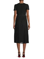 Pleated Short-Sleeve Midi-Dress