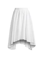 Asymmetric Poplin Midi-Skirt