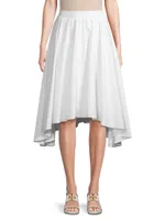 Asymmetric Poplin Midi-Skirt