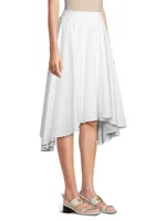 Asymmetric Poplin Midi-Skirt