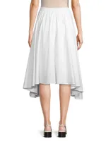 Asymmetric Poplin Midi-Skirt