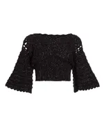 Femininity Crochet Crop Sweater