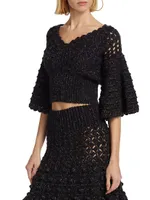 Femininity Crochet Crop Sweater