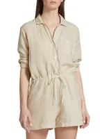 Ruth Linen Long-Sleeve Romper