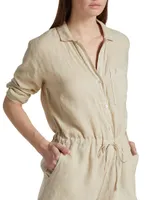 Ruth Linen Long-Sleeve Romper