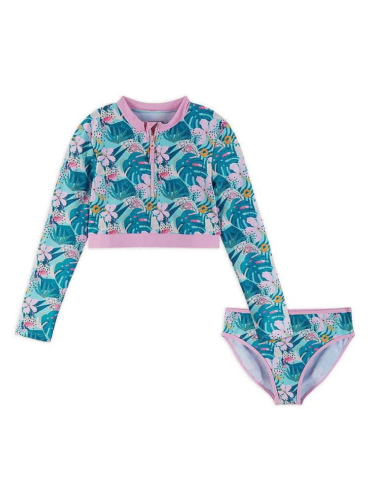 Little Girl's & 2-Piece Long-Sleeve Rashguard Swimsuit