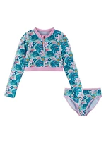 Little Girl's & 2-Piece Long-Sleeve Rashguard Swimsuit