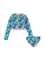 Little Girl's & 2-Piece Long-Sleeve Rashguard Swimsuit