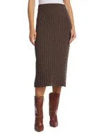 Wool-Blend Cable-Knit Midi-Skirt