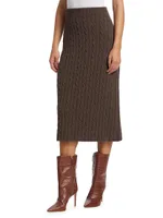 Wool-Blend Cable-Knit Midi-Skirt