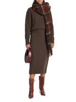 Wool-Blend Cable-Knit Midi-Skirt