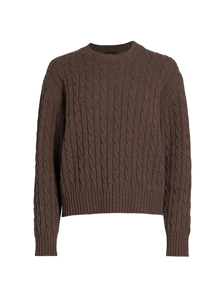 Wool-Blend Cable-Knit Pullover Sweater