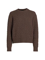 Wool-Blend Cable-Knit Pullover Sweater