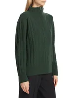 Wool-Blend Cable-Knit Quarter-Zip Sweater