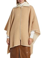 Wool Zip-Front Poncho