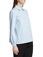 Cotton-Blend Puff-Sleeve Blouse