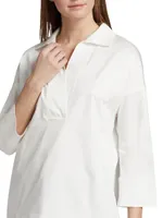 Split Neck Poplin Blouse