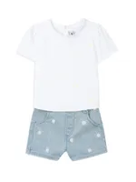 Baby Girl's & Little Daisy Stretch Cotton T-Shirt