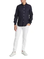 Cotton-Blend Button-Front Shirt