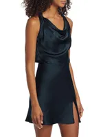 Ellison Silk Cowl-Neck Minidress