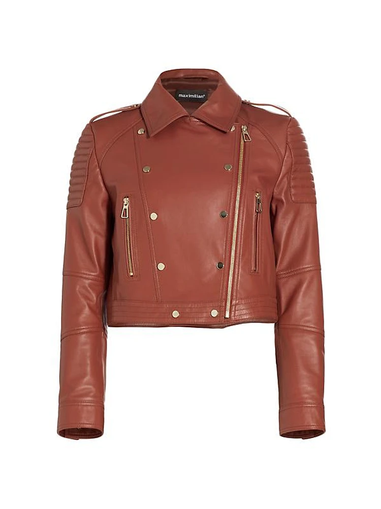 Cropped Leather Biker Jacket