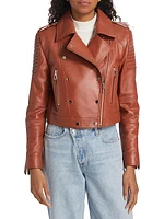 Cropped Leather Biker Jacket