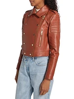 Cropped Leather Biker Jacket