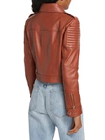 Cropped Leather Biker Jacket