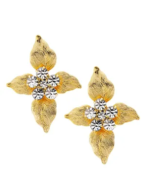 Idina 18K-Gold-Plated & Glass Crystal Flower Stud Earrings
