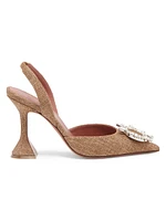 Begum 95MM Canvas & Crystal-Adorned Slingback Pumps